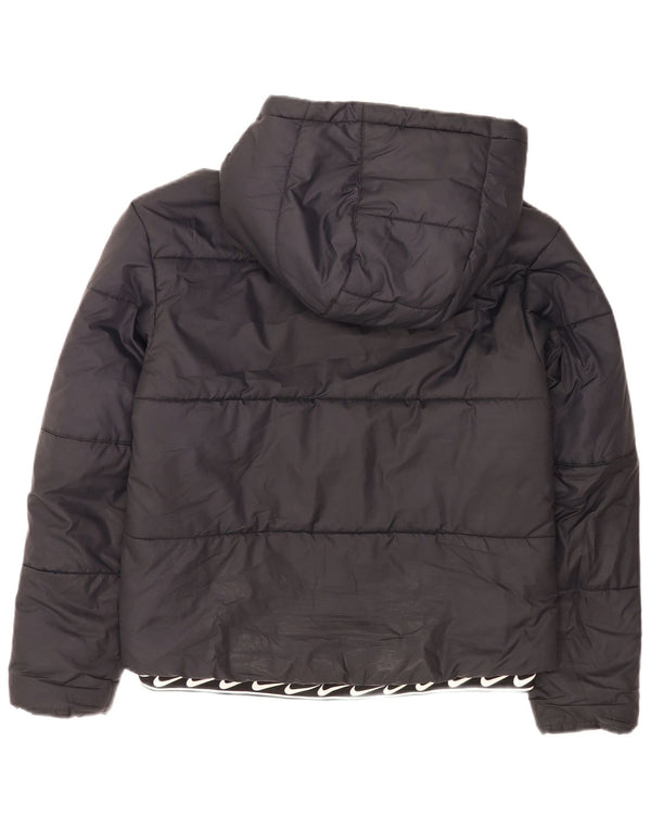 Jaqueta acolchoada com capuz gráfico feminino Nike UK 10 pequena poliéster preta