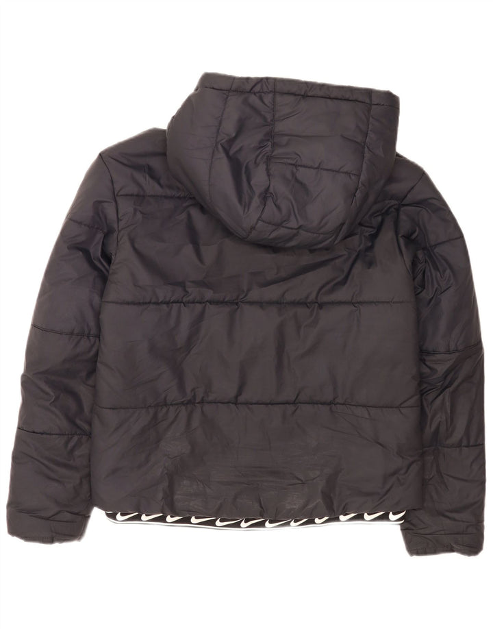 Jaqueta acolchoada com capuz gráfico feminino Nike UK 10 pequena poliéster preta