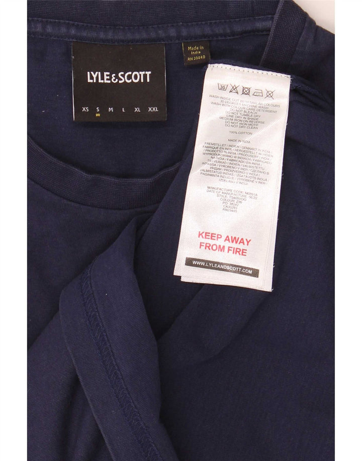 Camiseta masculina Lyle & Scott pequena algodão azul marinho