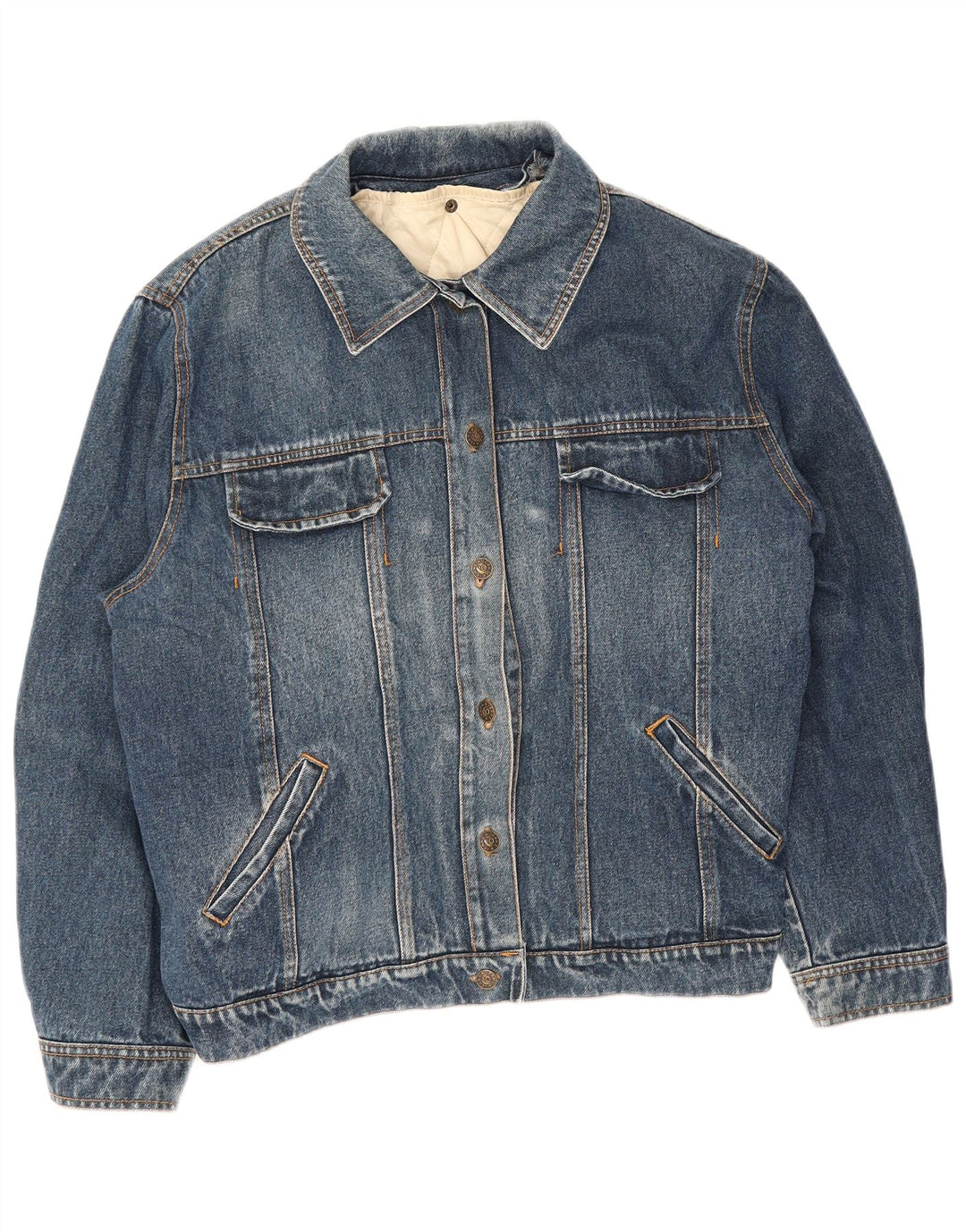 Jaqueta jeans feminina vintage grande Reino Unido 10 azul pequeno