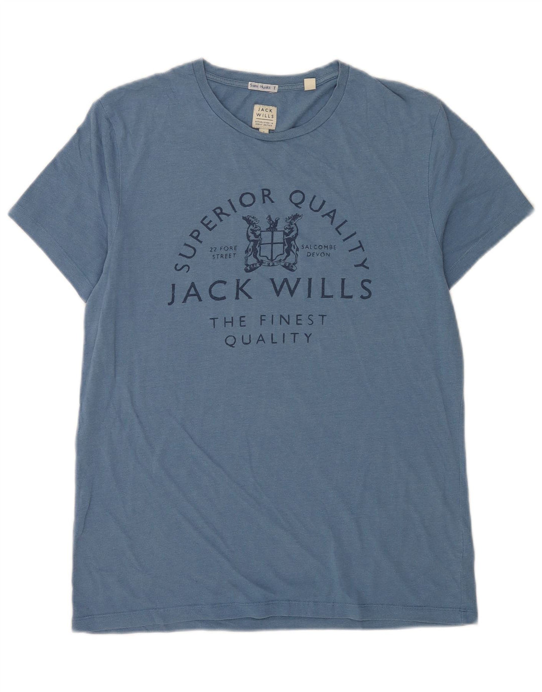 Jack Wills Camiseta masculina gráfica top pequeno algodão azul