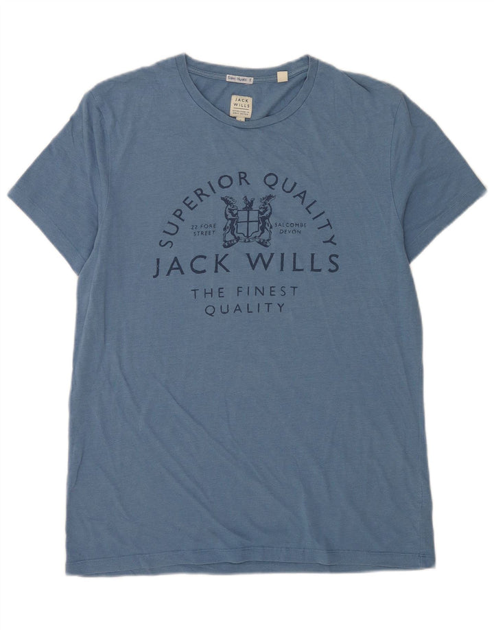 Jack Wills Camiseta masculina gráfica top pequeno algodão azul