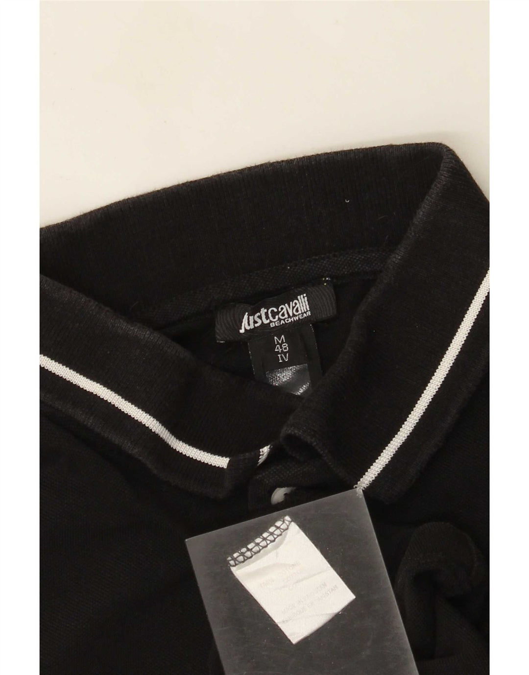Camisa polo masculina Just Cavalli IT 48 pequena algodão preto