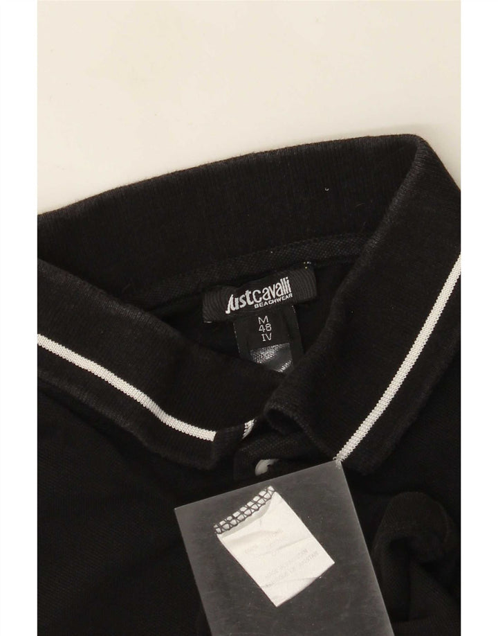 Camisa polo masculina Just Cavalli IT 48 pequena algodão preto