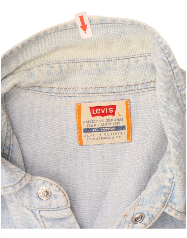 Camisa jeans masculina Levi's grande algodão azul