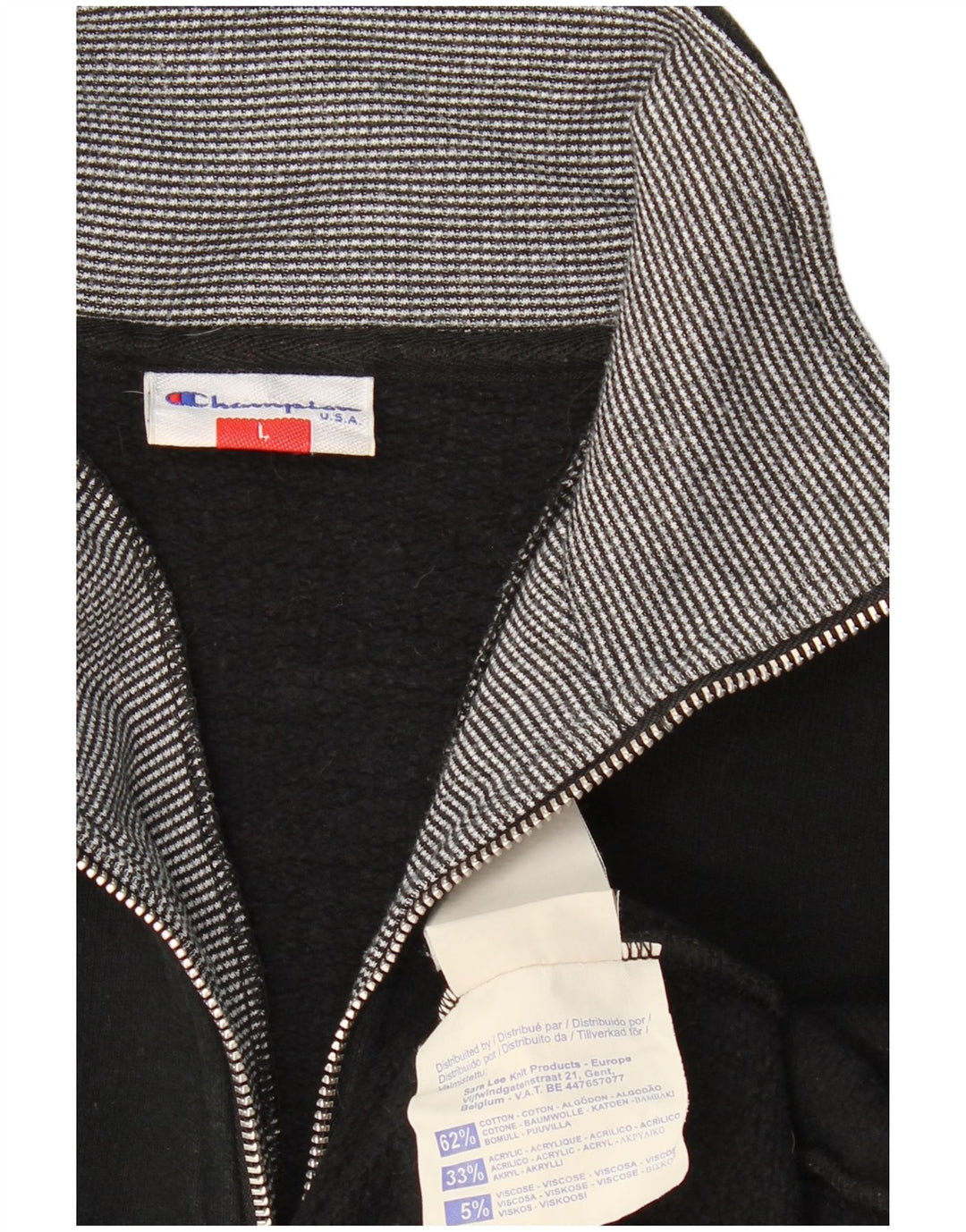 CHAMPION Suéter masculino com zíper e gola grande de algodão preto