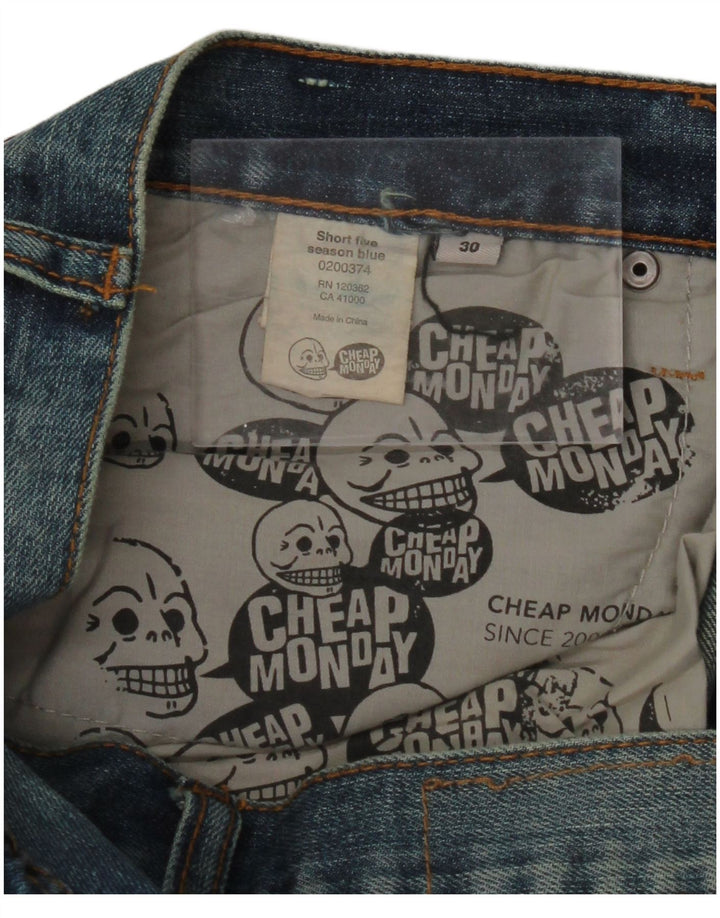 Shorts jeans masculino CHEAP MONDAY W30 algodão azul médio