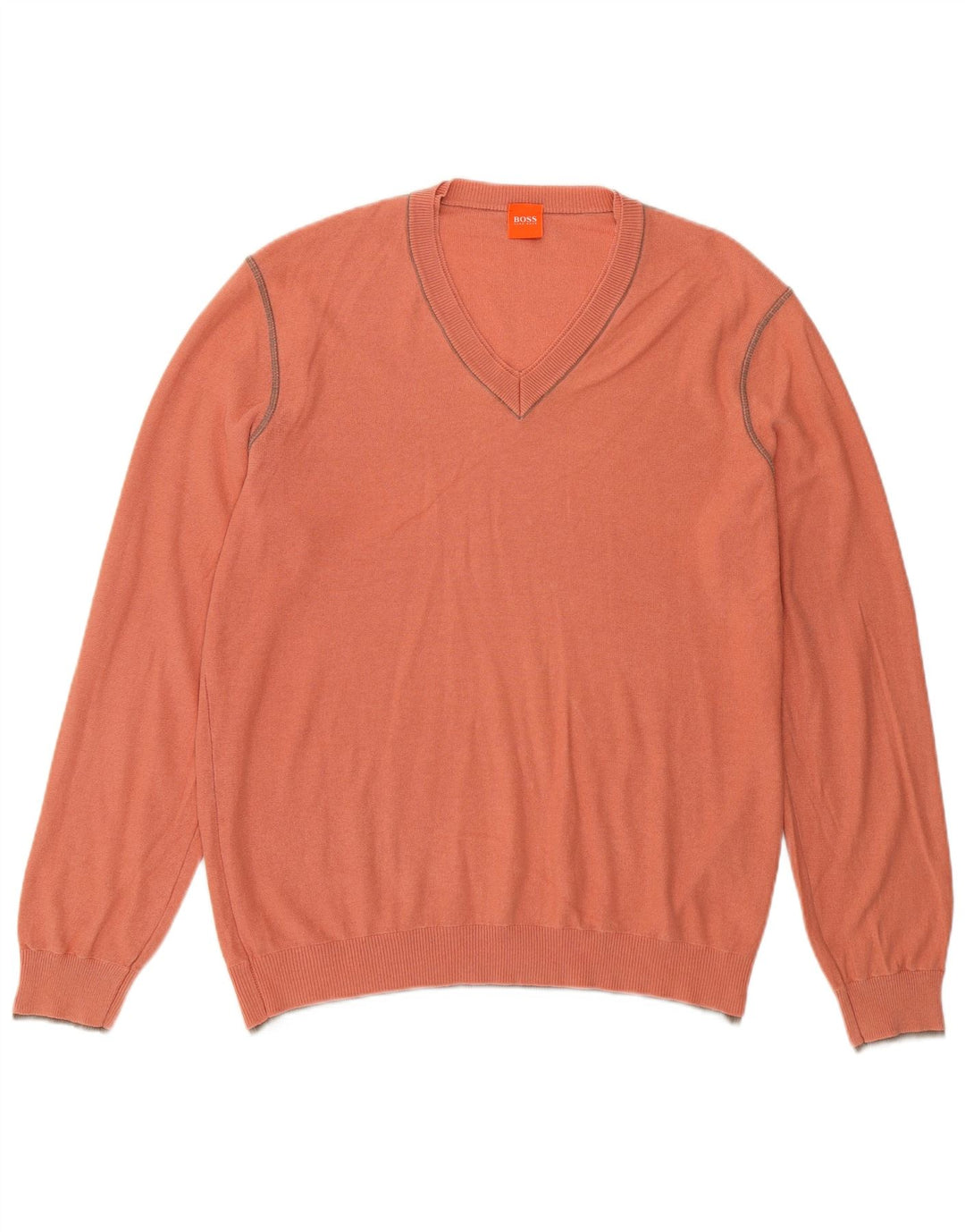 Suéter masculino Hugo Boss com decote em V rosa médio