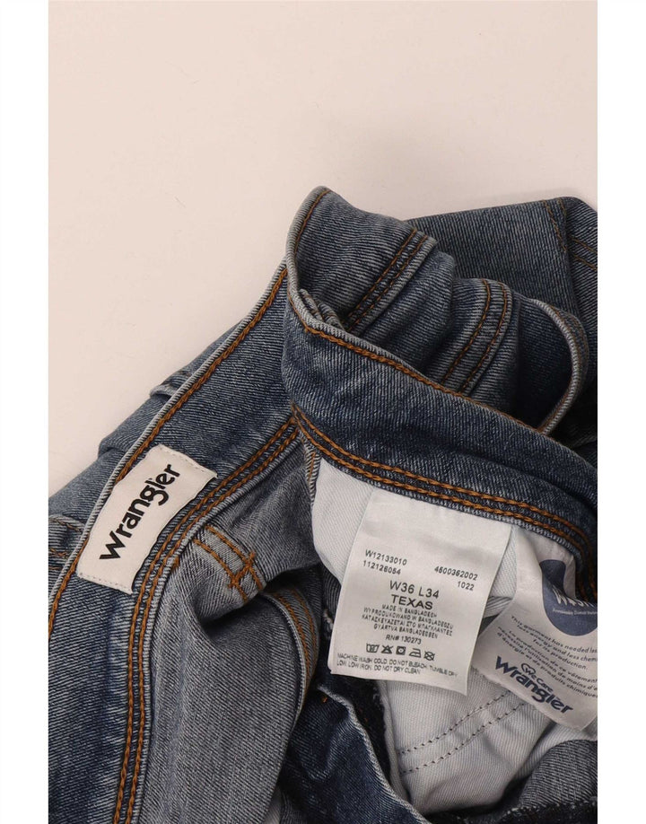 Wrangler Masculino Texas Straight Jeans W36 L34 Azul Algodão