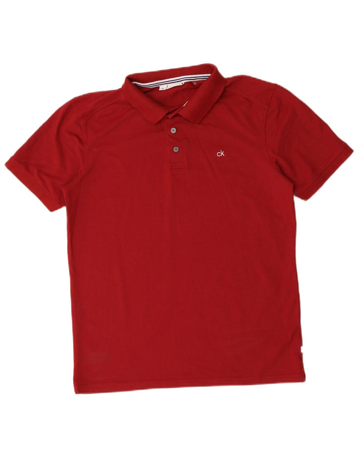 Polo de golfe masculino Calvin Klein vermelho médio