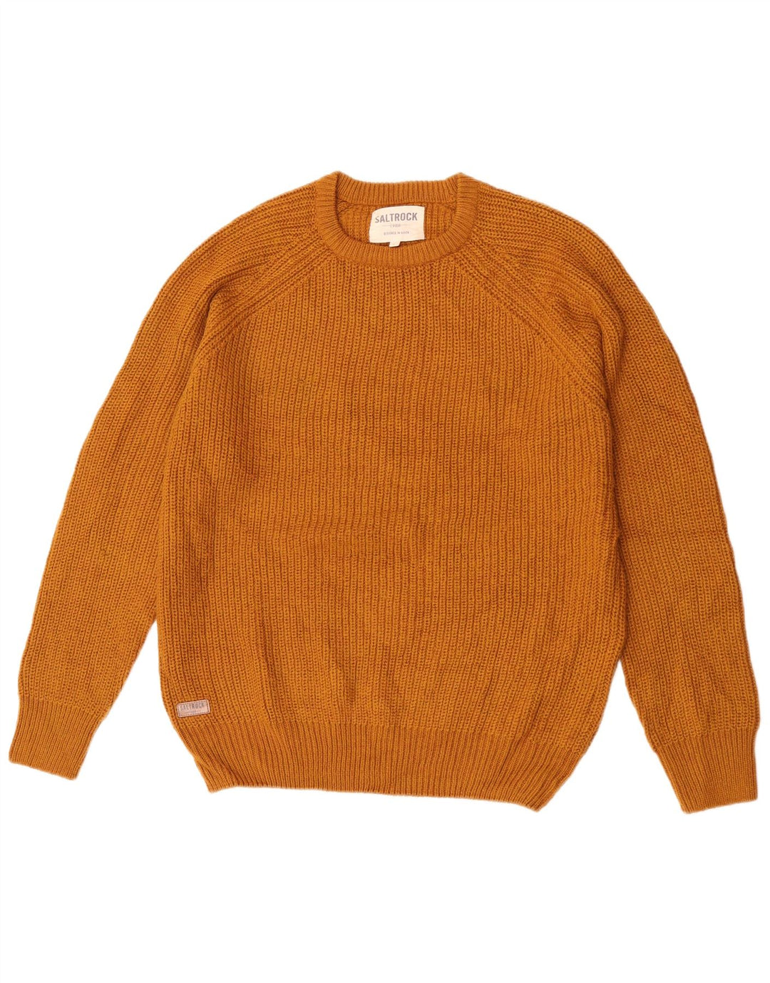 Suéter masculino Saltrock com gola redonda, grande acrílico amarelo