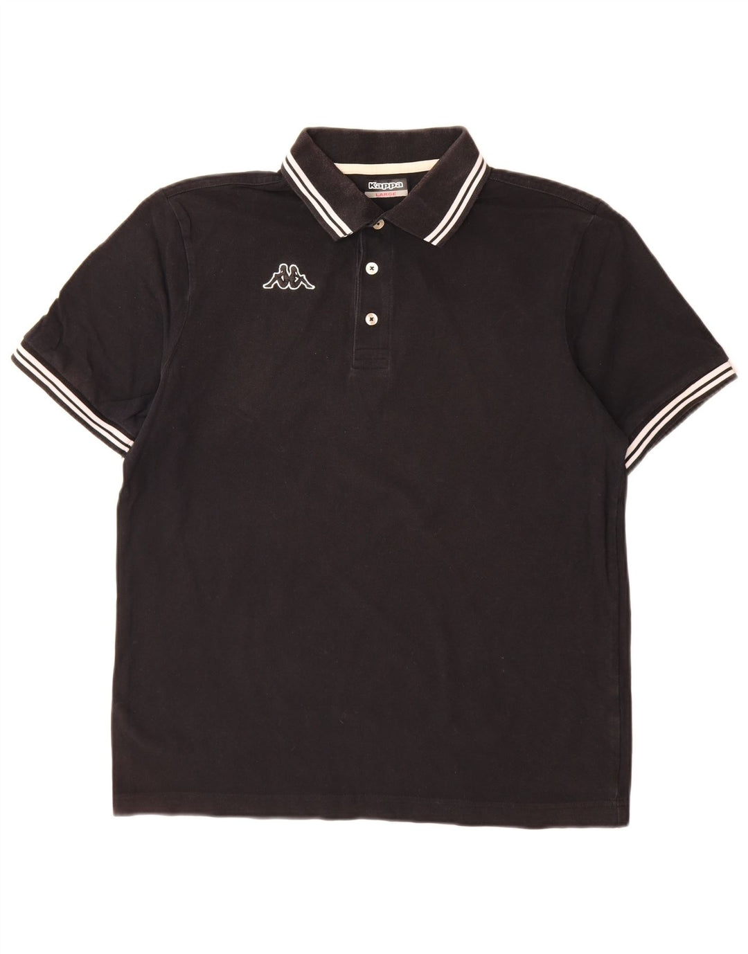 Camisa polo masculina Kappa grande listrada preta