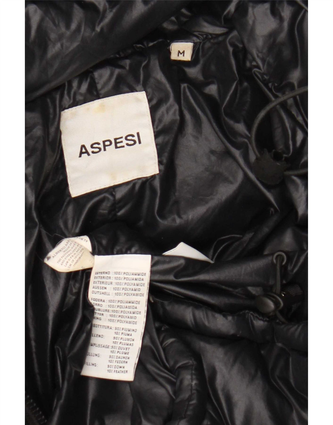 Jaqueta acolchoada com capuz feminino Aspesi UK 14 médio preto poliamida