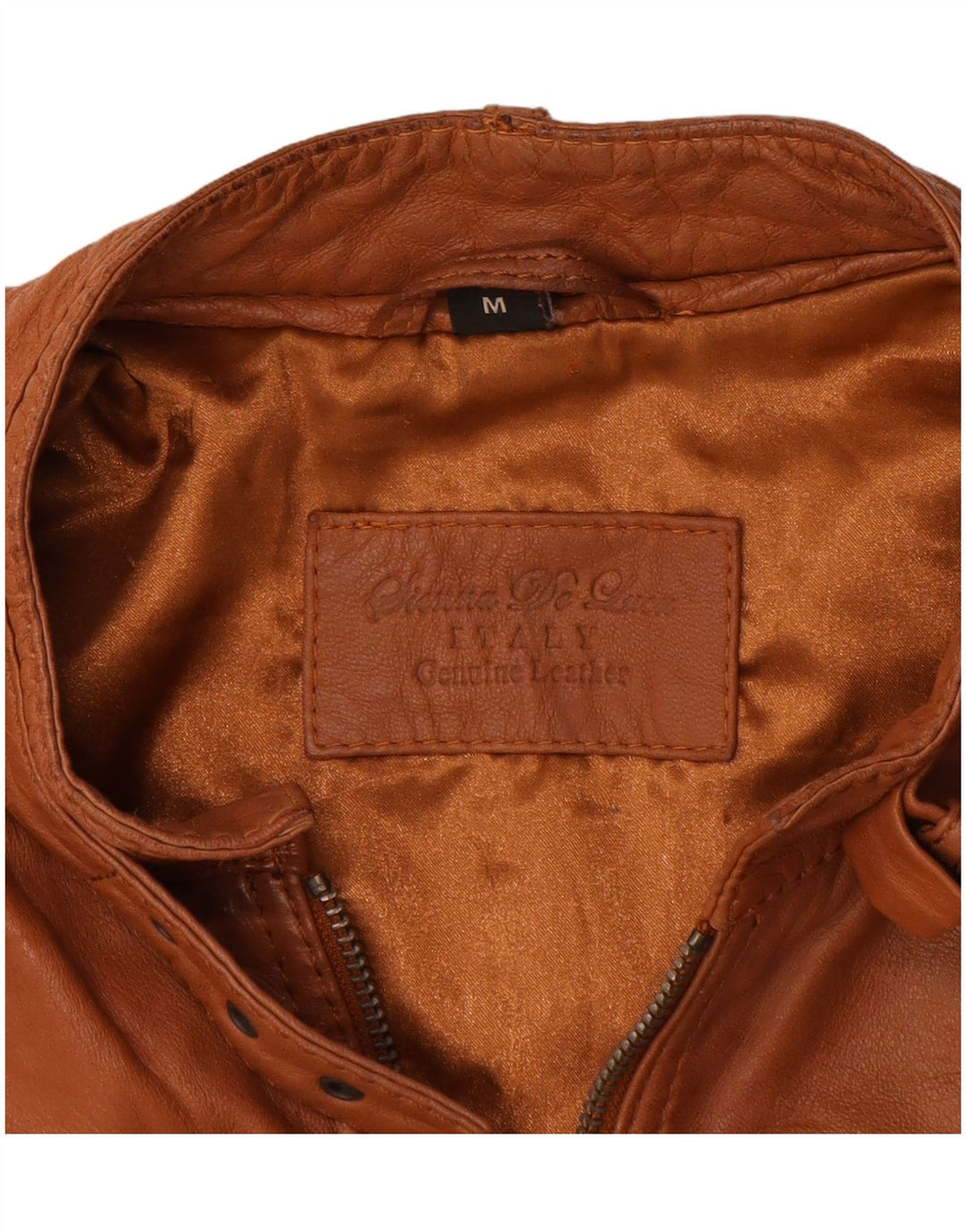 Jaqueta de couro vintage feminina UK 14 marrom médio