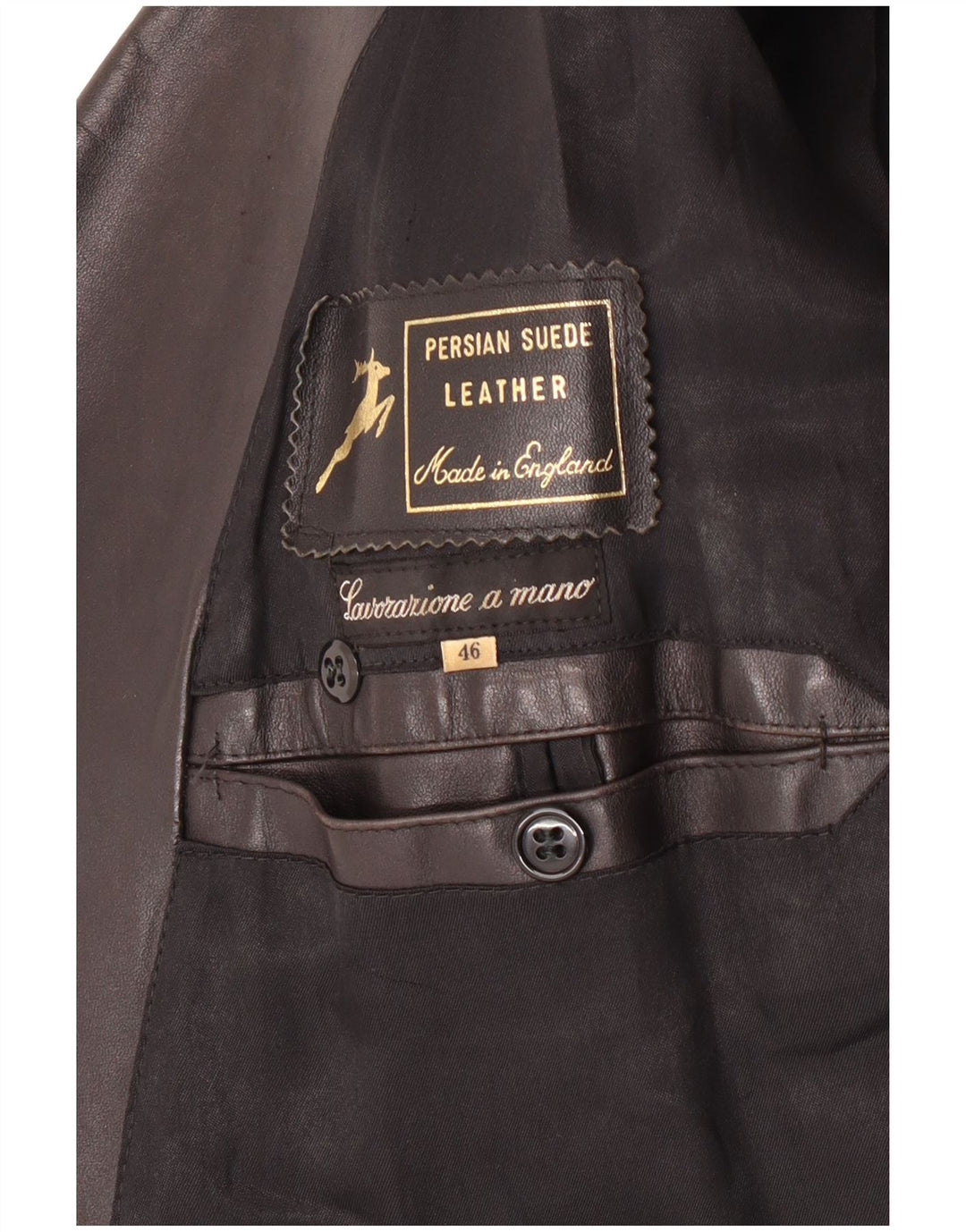 Casaco de couro masculino vintage IT 46 pequeno couro preto clássico