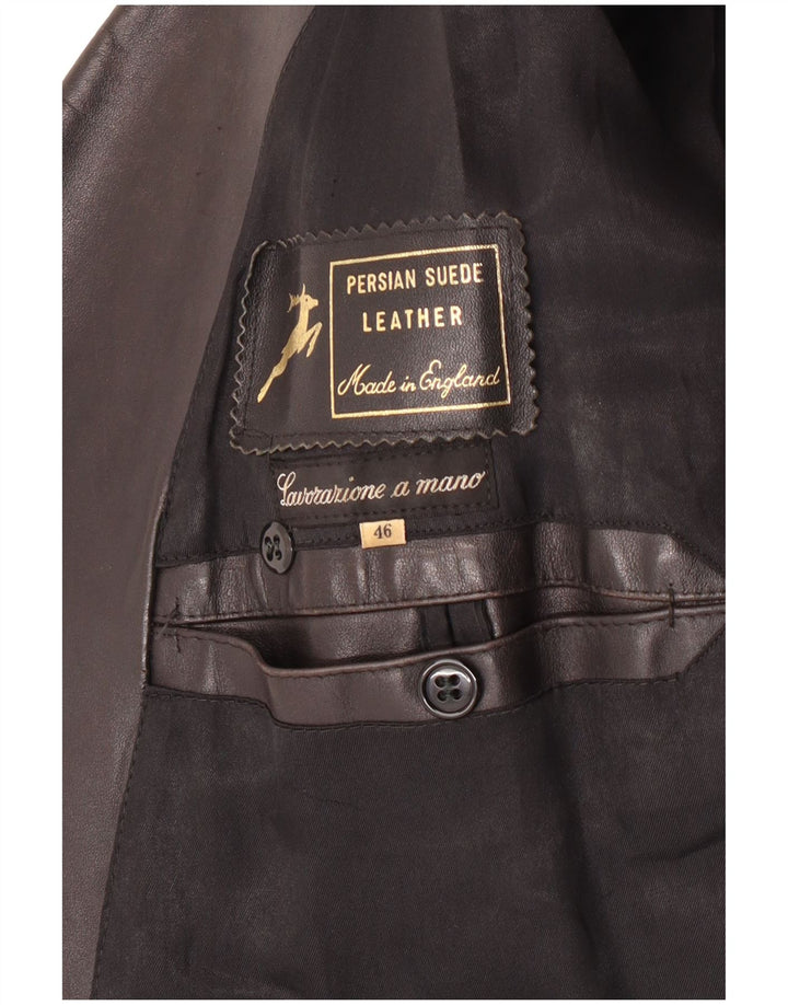 Casaco de couro masculino vintage IT 46 pequeno couro preto clássico