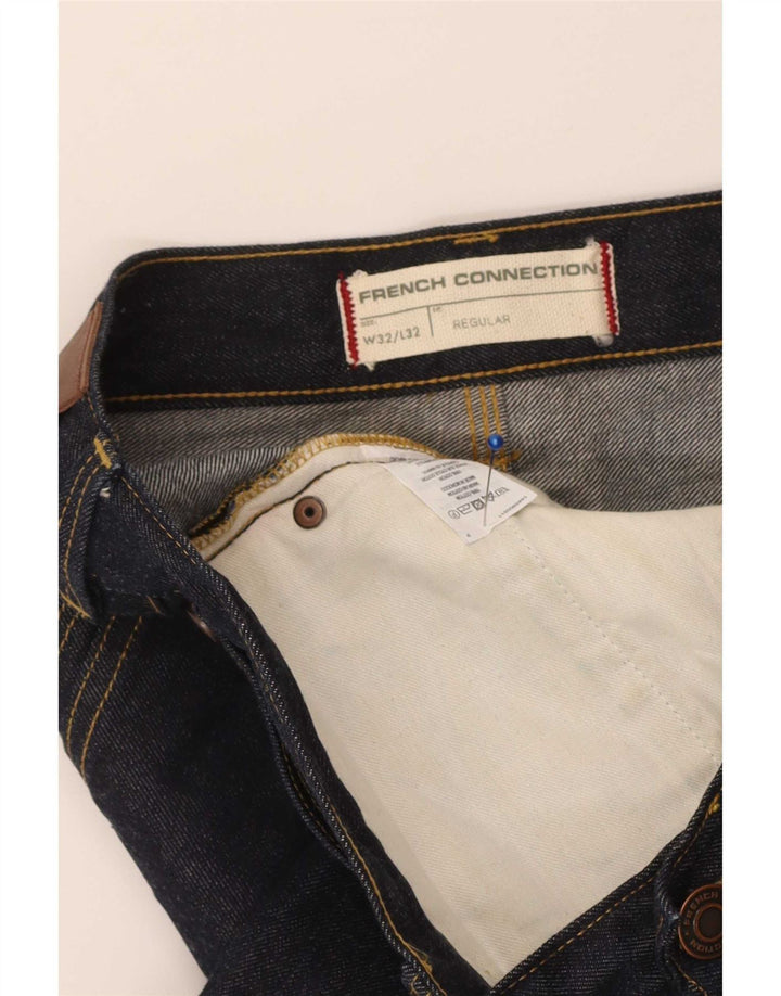 French Connection Masculino Regular Straight Jeans W32 L32 Azul Marinho Algodão