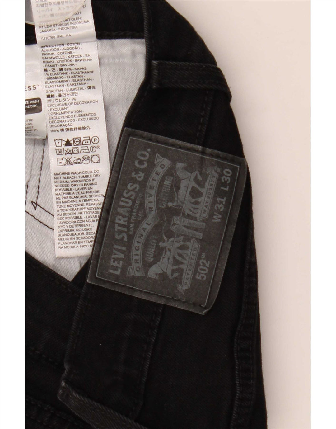 Levi's Masculino 502 Tapered Jeans W31 L27 Algodão Preto