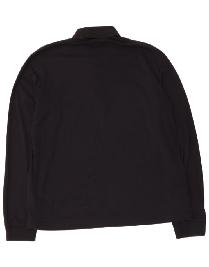 Camisa polo masculina de manga comprida Hugo Boss de algodão preto médio