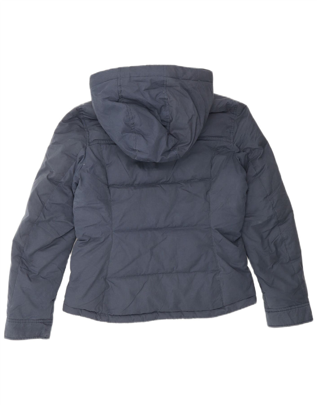 Jaqueta feminina acolchoada com capuz Jack Wills Reino Unido 8 poliéster azul marinho pequeno
