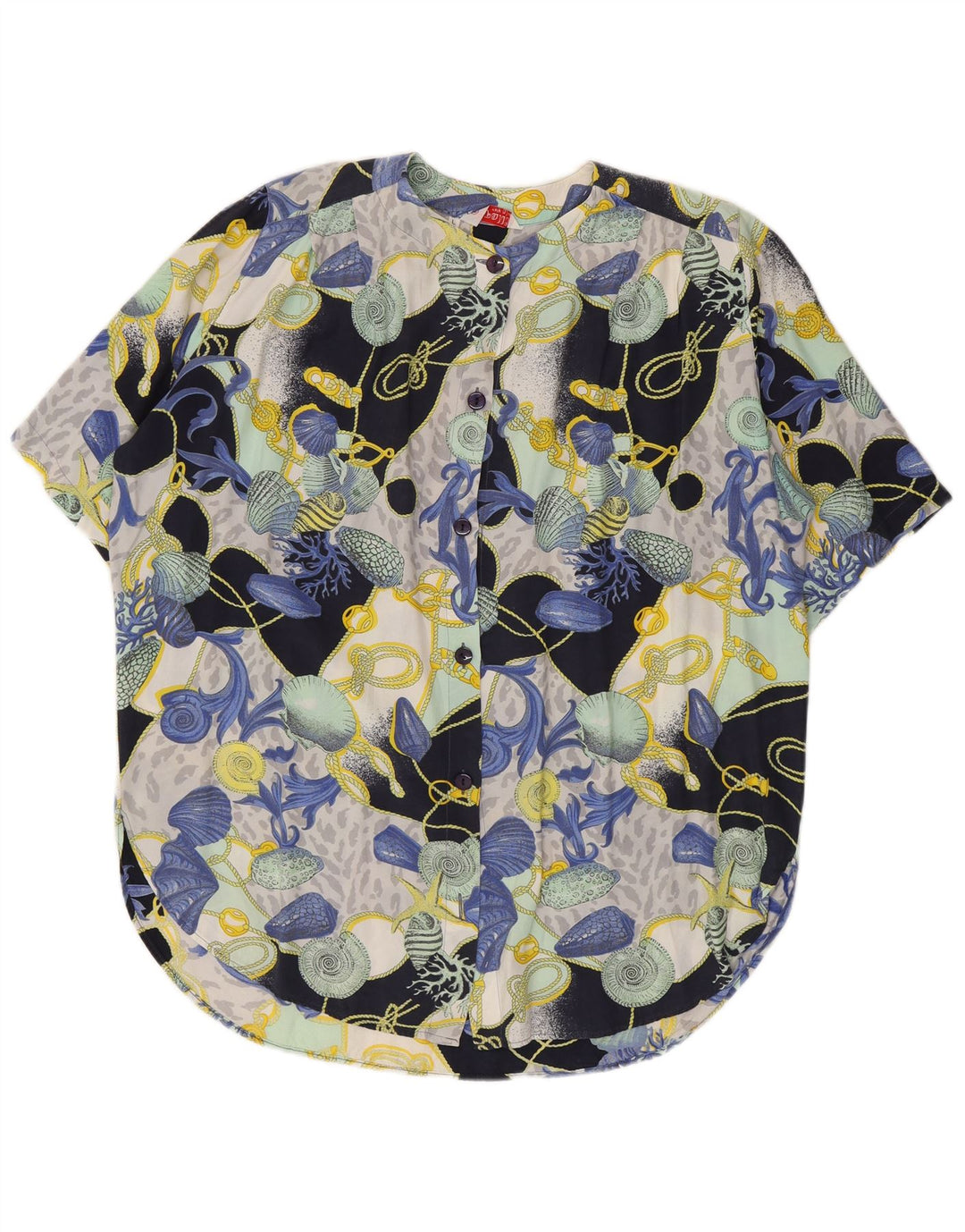 Blusa feminina vintage com padrão abstrato Reino Unido 16 grande multicolorida