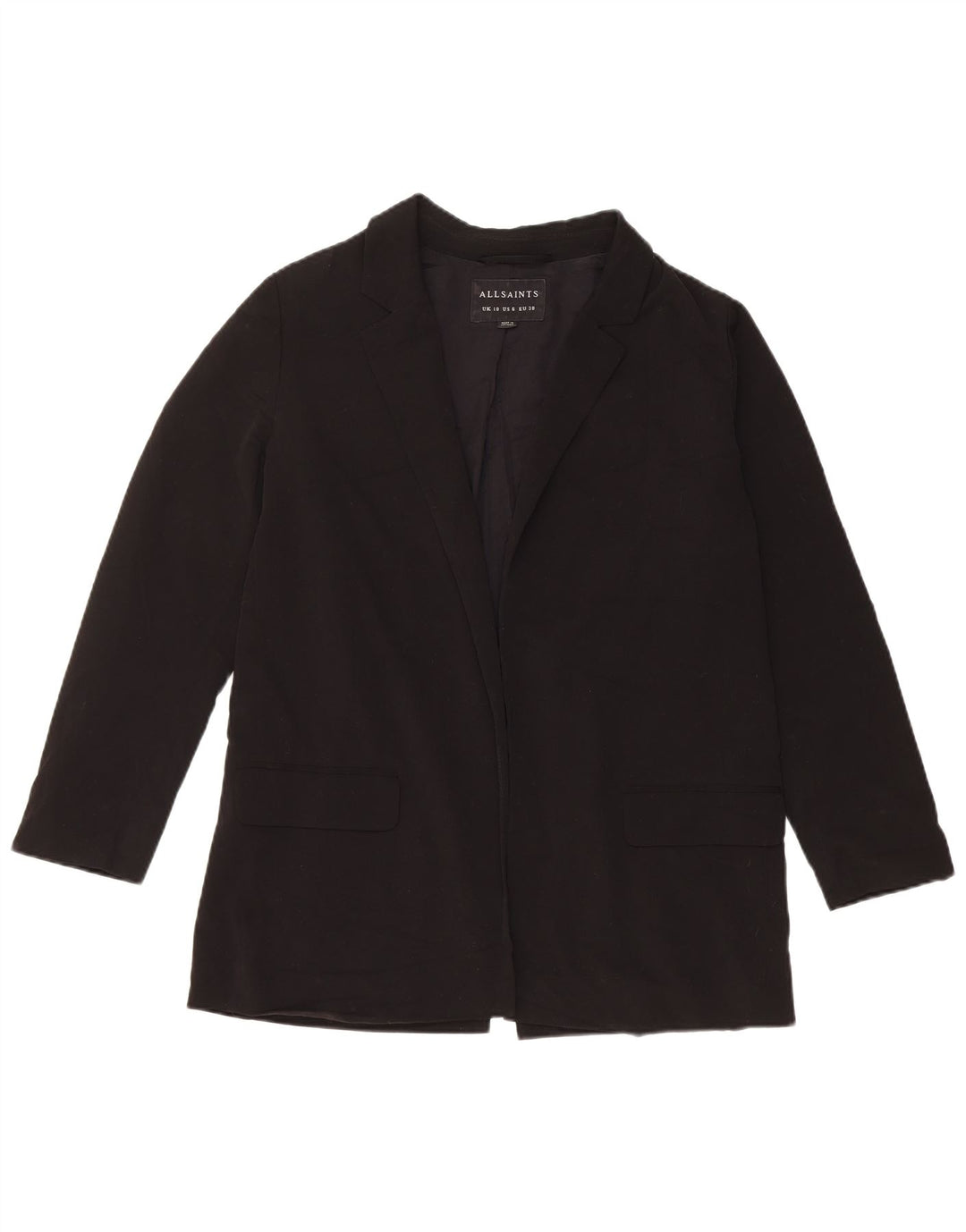Jaqueta blazer aberta feminina ALL SAINTS Reino Unido 10 poliéster preto pequeno