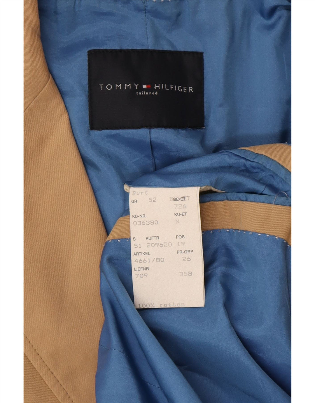 Jaqueta blazer masculina TOMMY HILFIGER com 2 botões EU 52 XL algodão bege