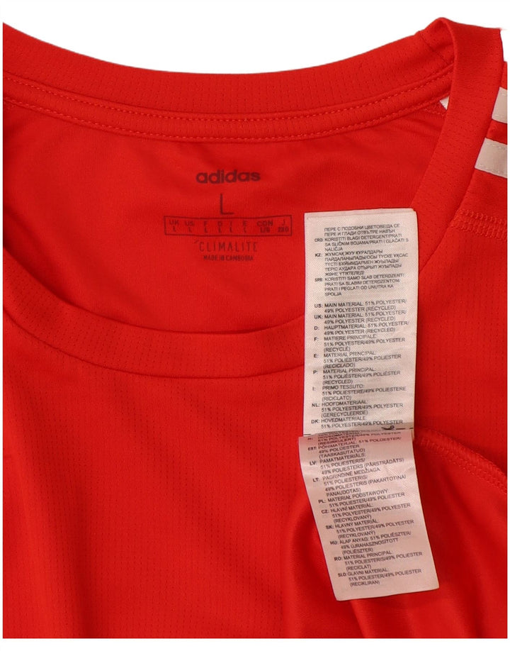ADIDAS Mens Climalite T-Shirt Top Grande Poliéster Vermelho