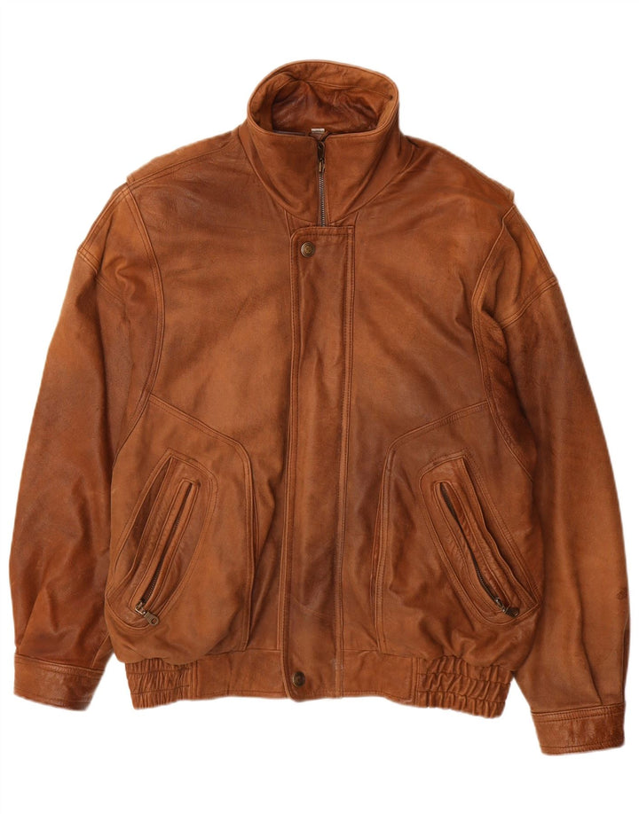 Jaqueta de couro masculina CARLO COMBERTI IT 48 couro marrom médio