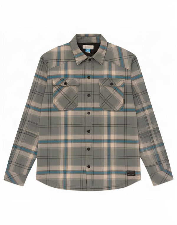 Camisa masculina Columbia de flanela Lumberjack grande algodão xadrez cinza