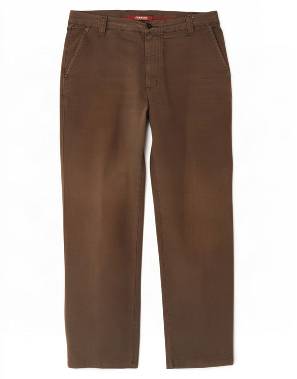 Calça Chino Carrera Masculina Reta IT 52 XL W36 L28 Algodão Marrom