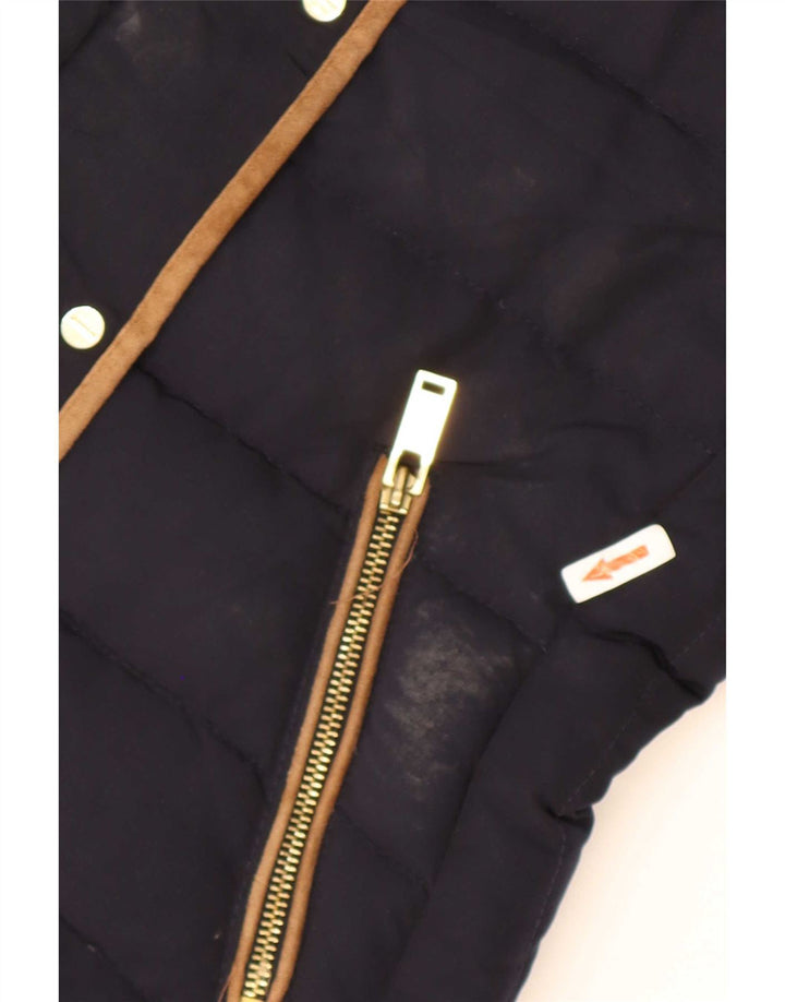 Jaqueta acolchoada com capuz feminino Zara UK 10 poliéster azul marinho pequeno