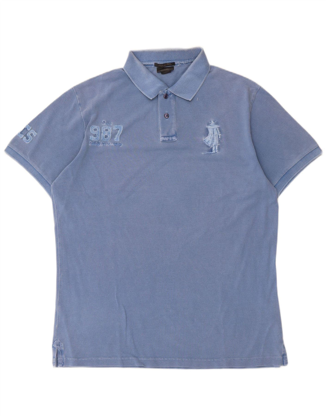 Camisa polo masculina Marlboro Classics grande algodão azul