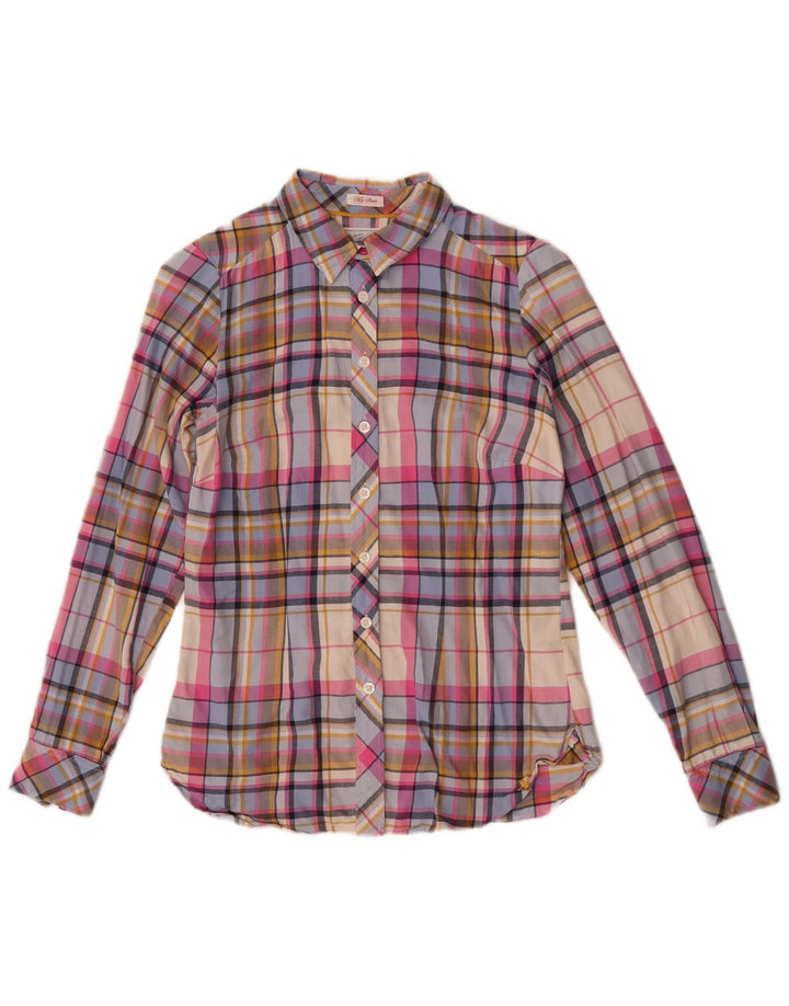 Camisa feminina Joules UK 8 pequena xadrez multicolorida de algodão