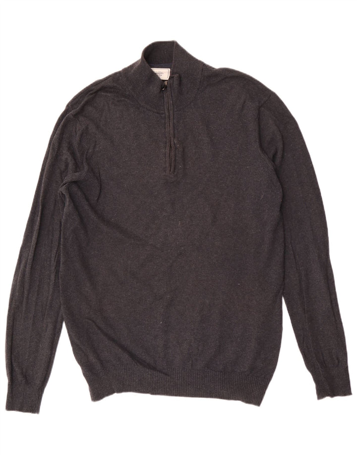 Suéter masculino John Lewis com zíper e gola XL algodão cinza