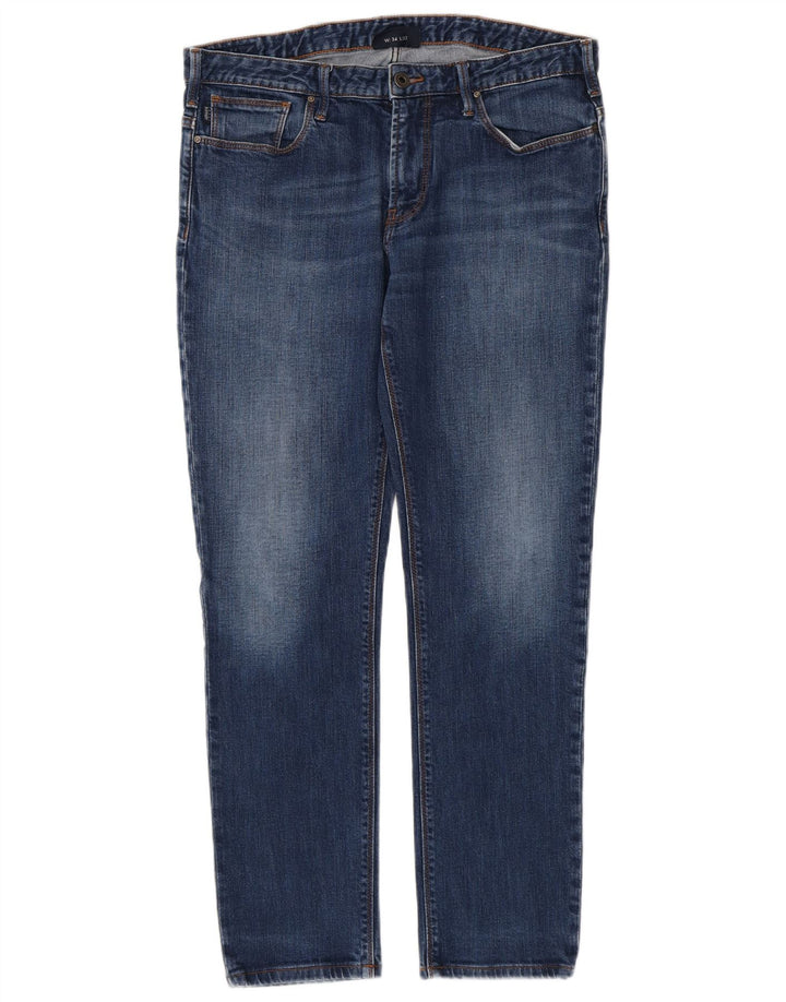 ARMANI Calça jeans feminina slim W34 L29 algodão azul