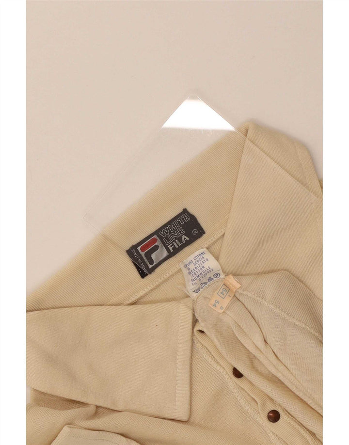 Camisa polo masculina Fila pequena algodão bege