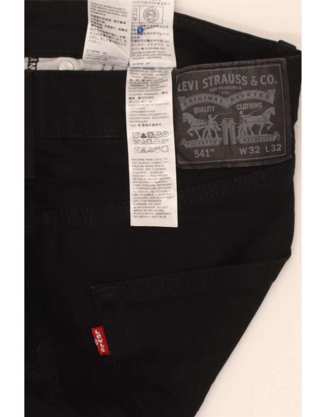 Calça jeans masculina Levi's 541 Athletic Tapered W32 L32 algodão preto