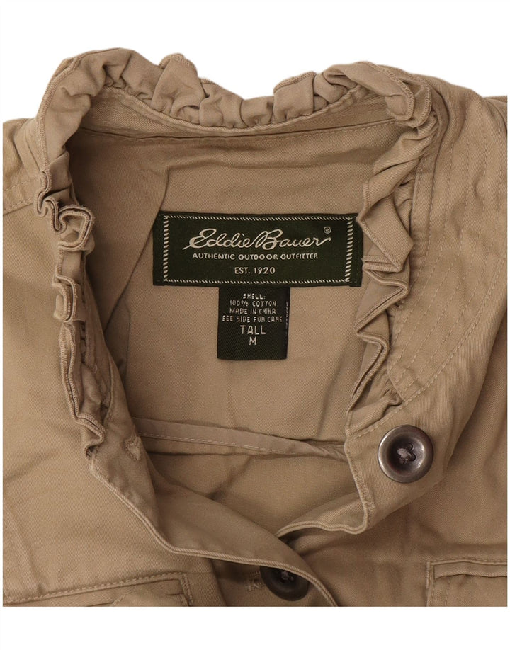 Jaqueta blazer alta feminina Eddie Bauer Reino Unido 12 algodão bege médio