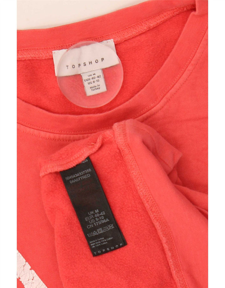 Topshop moletom feminino grande com estampa gráfica Reino Unido 14 algodão rosa médio