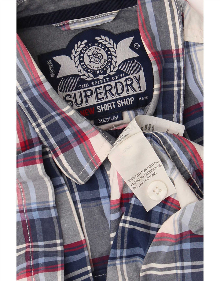 Camisa masculina Superdry manga curta xadrez azul médio