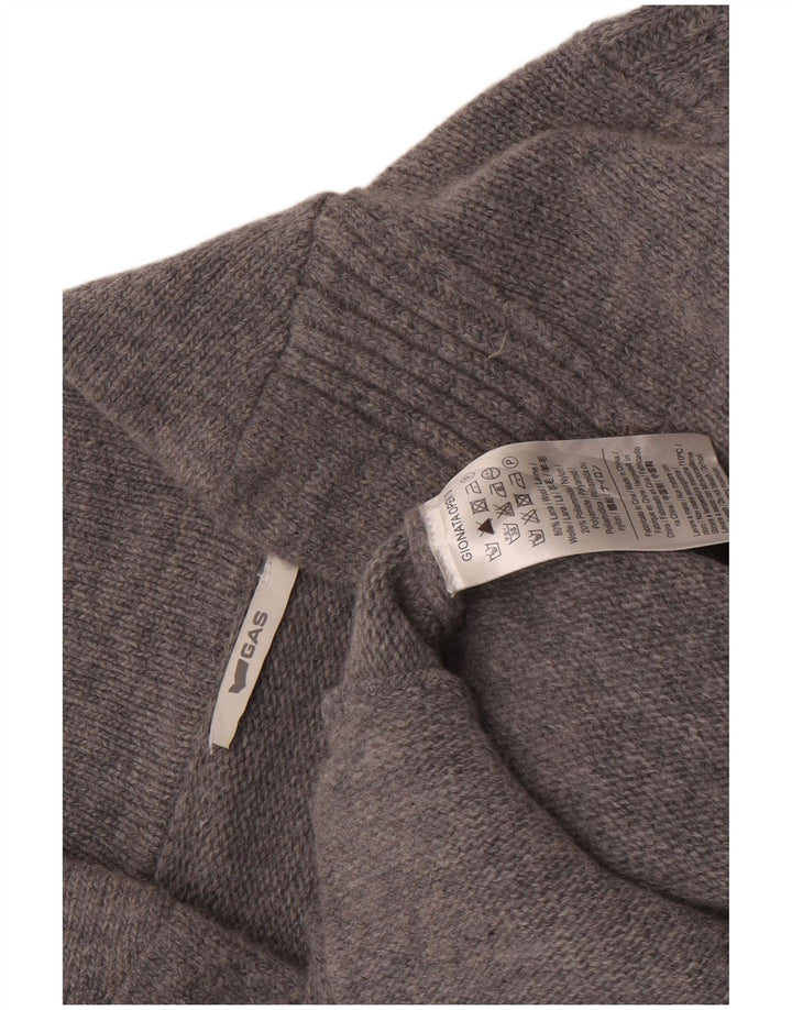 Suéter Cardigan Masculino Gas Pequeno Lã Cinza