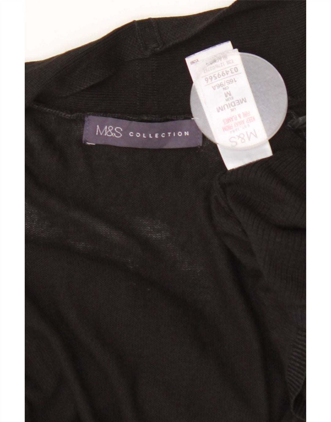 Marks & Spencer Suéter feminino Longline Open Cardigan Reino Unido 12 Médio Preto