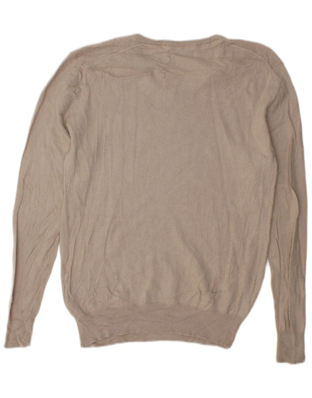 Suéter masculino Refrigiwear com decote em V grande seda bege