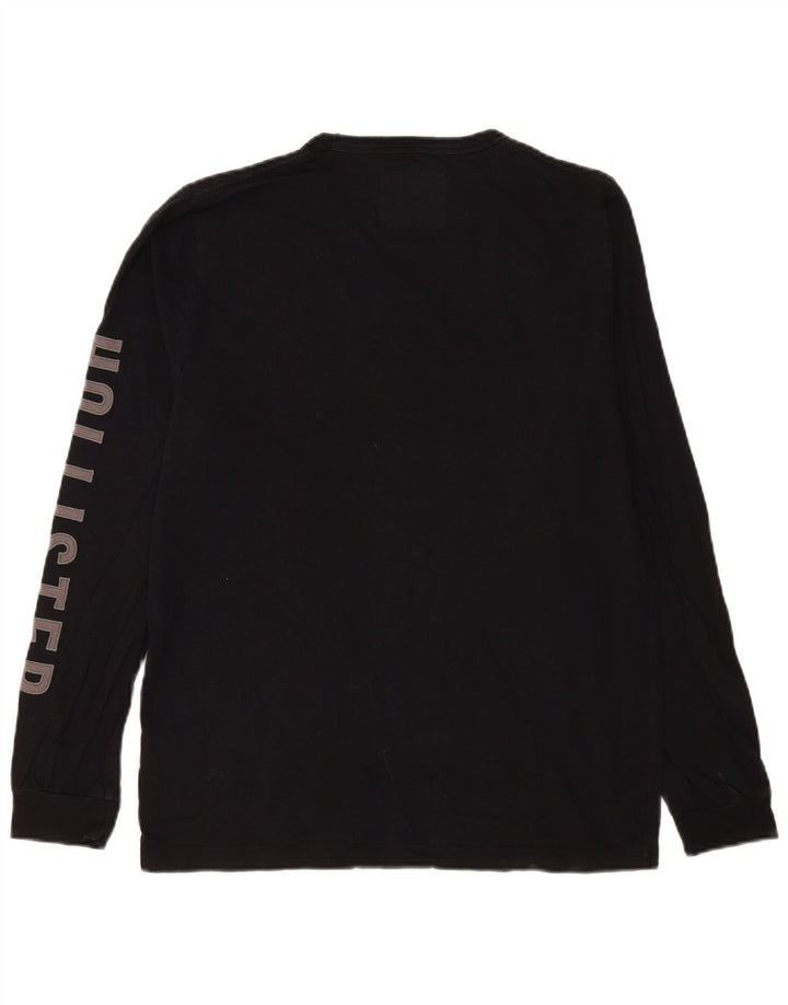 Top gráfico masculino Hollister de manga comprida grande algodão preto