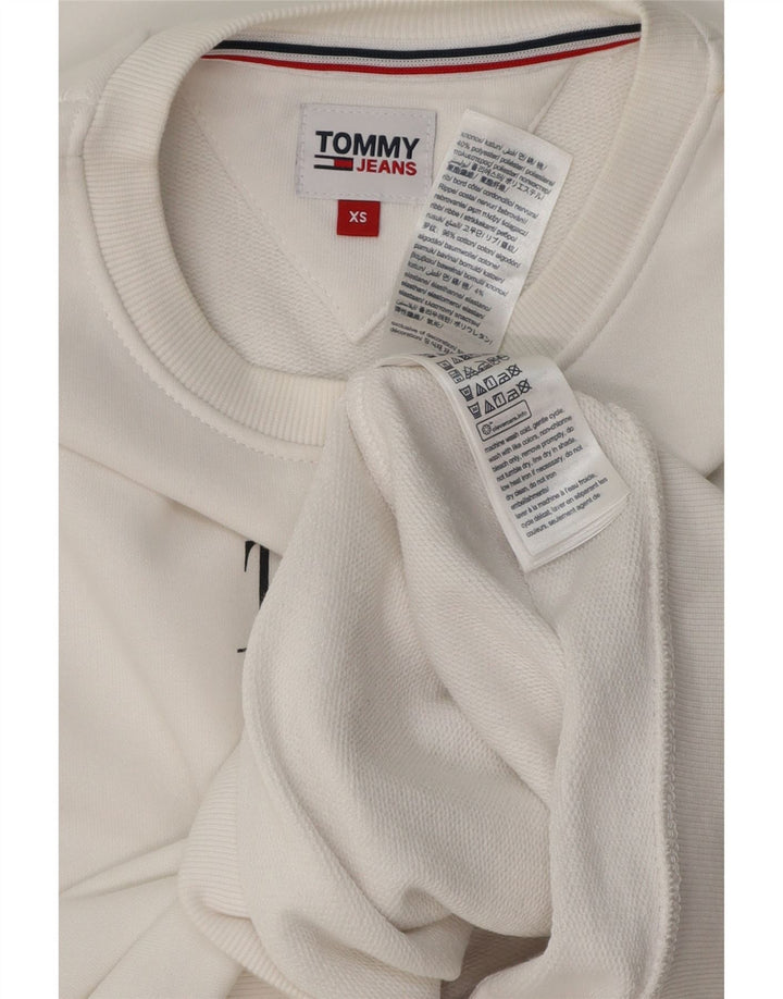 Suéter feminino TOMMY HILFIGER gráfico oversized UK 6 XS branco