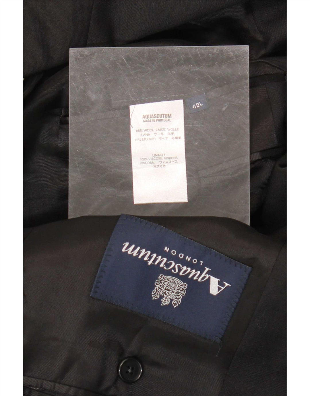 Aquascutum Mens 2 Button Blazer Jacket UK 42 XL Black Wool
