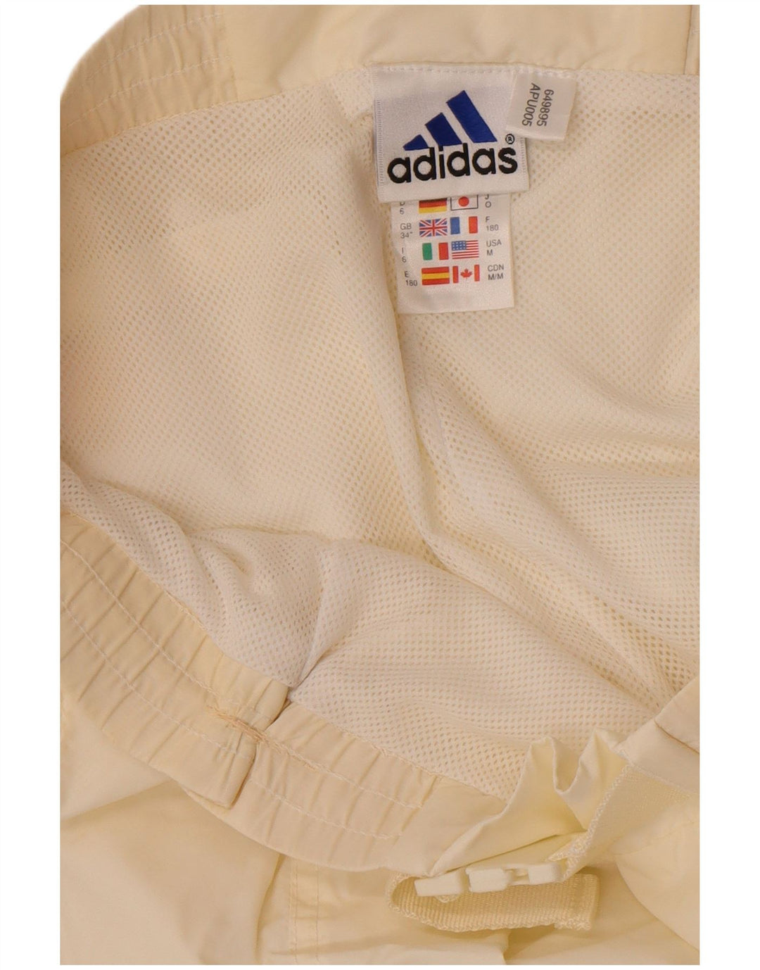 Adidas Mens Calça Impermeável Grande Off White Poliamida