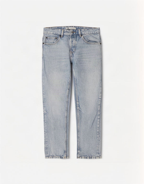Zara Calça Jeans Masculina Cropped EU 30 Pequeno W30 L26 Azul Algodão