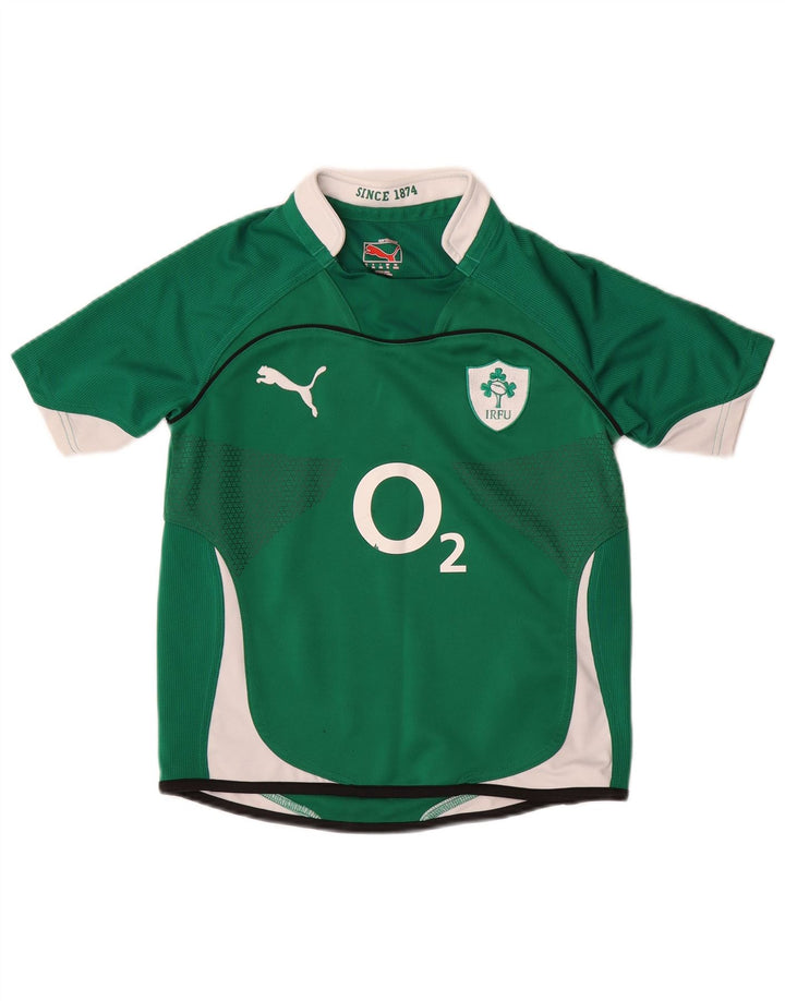 Camiseta PUMA Boys IRFU Graphic Top 11-12 Anos Grande Bloco Colorido Verde